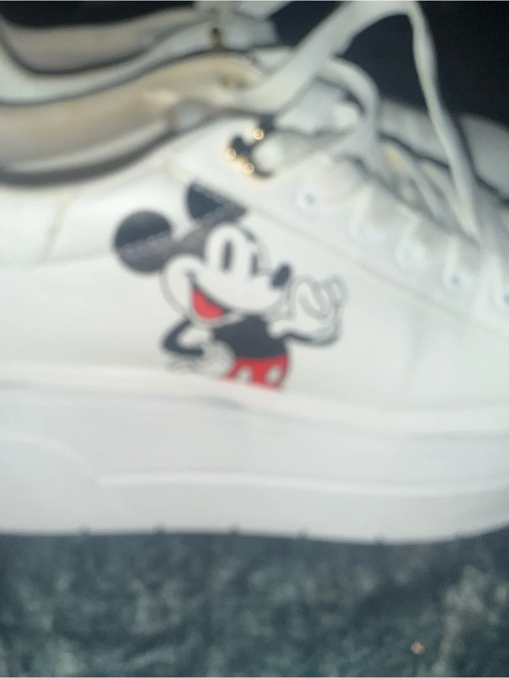 Aldo White Platform Sneakers with Mickey Accent